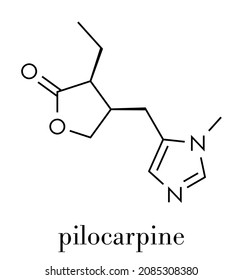 Pilocarpine Drug Molecule. Skeletal Formula.