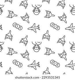 Pilot, Aircraft, Flight Schedule Seamless Pattern 