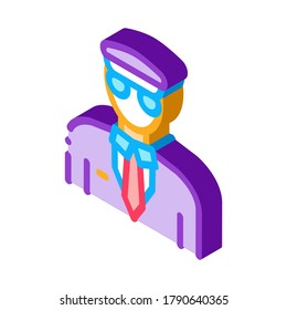Pilot Aircraft Silhouette Icon Vector. Isometric Pilot Human Wearing Professional Suit And Cap sign. color isolated symbol illustration