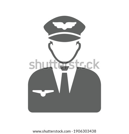 Pilot, airman, conductor, captain icon. Gray version.