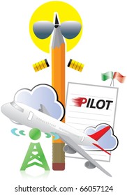 pilot, airplane, pen, penman