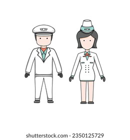 pilot, airplane, plane hand drawn doodle illustrations vector set