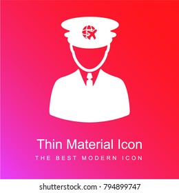 Pilot of airplane red and pink gradient material white icon minimal design
