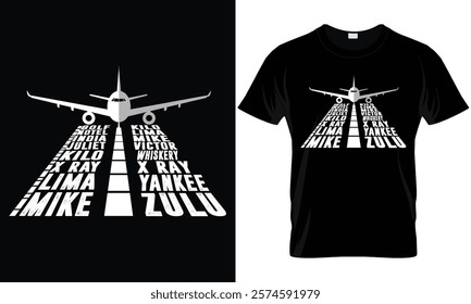 Pilot Airplane T-Shirt Design, Phonetic Alphabet Aircraft Pilot Plane Aviator Airplane T-Shirt