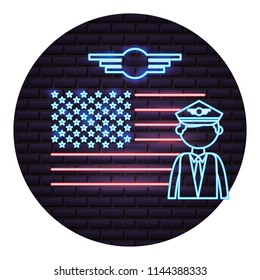 pilot american flag labor day neon design