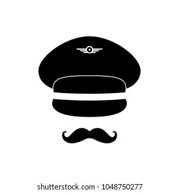 Pilot avatar. Pilot with cap and mustache. Vector illustration.