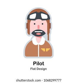 pilot avatar flat vector illustration