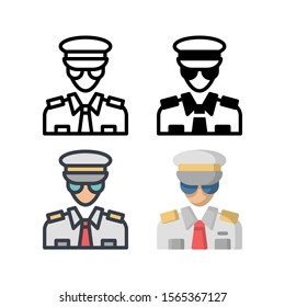 Pilot avatar icon. With outline, glyph, filled outline and flat style