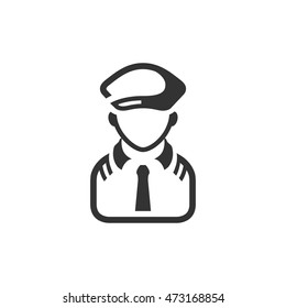 Pilot avatar icon in single color. People aviation airplane aircraft control