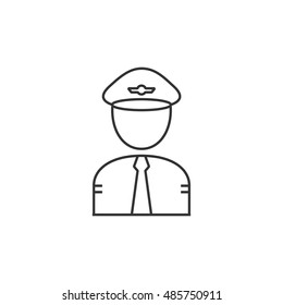 Pilot avatar icon in thin outline style. People aviation airplane aircraft control