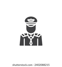 Pilot avatar vector icon. filled flat sign for mobile concept and web design. Pilot, aviator profession glyph icon. Symbol, logo illustration. Vector graphics