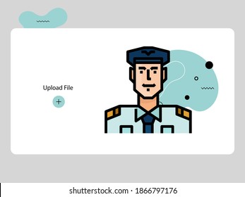 pilot avatars lineal color style icon set design of Person social communication human user partnership member and figure theme Vector illustration