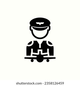 pilot black icon, isolated icon in light background, perfect for website, blog, logo, graphic design, social media, UI, mobile app