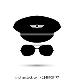 Pilot Black Icon Silhouette Vector Illustration Stock Vector (Royalty ...