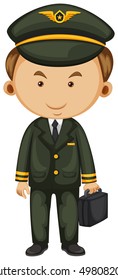 Pilot In Black Uniform Illustration