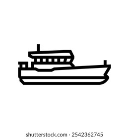 Pilotenboot Schiff Linie Symbol Vektor. Lotsenschiff-Schild. isoliertes Kontursymbol, schwarze Illustration