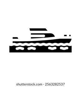 pilot boat ship transport marine glyph icon vector. pilot boat ship transport marine sign. isolated symbol illustration