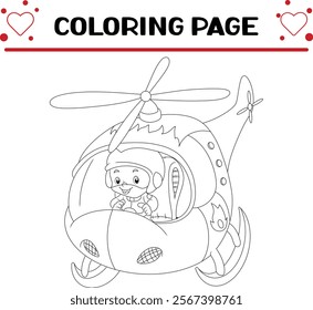 pilot boy is flight small plane coloring page for kids