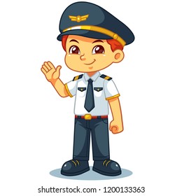 Pilot Boy Friendly Welcoming Pose.
