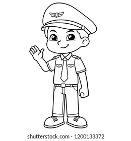 Pilot Boy Friendly Welcoming Pose BW.
