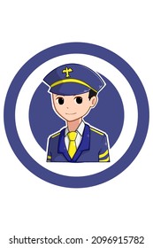 Pilot boy in labor day cartoon illustration