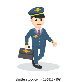 pilot with briefcase design character on white background