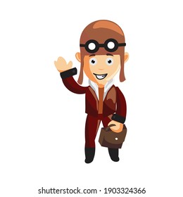 pilot Bring Bag character illustration use helmet headphones and glasses
