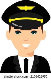 Avatar del capitán piloto en estilo plano
