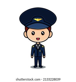 The Pilot cartoon character logo design template in uniform