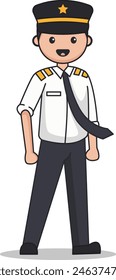 pilot cartoon icon vector illustration