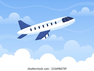 Pilot Cartoon Vector Illustration with Airplane, Air Hostess, City or Airport Background Design