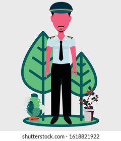 Pilot cartoons isolated on background. Vector illustration
