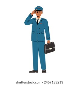 Pilot character. Isolated vector illustration.