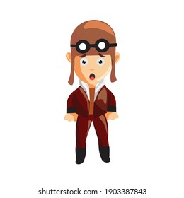pilot character Standing illustration use helmet headphones and glasses