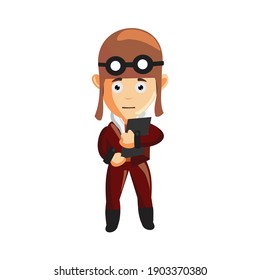 pilot character Take Book illustration use helmet headphones and glasses