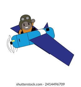 pilot character vector driving a cute plane | design elements 