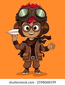 pilot classic mascot cartoon in vector