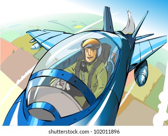 pilot in the cockpit