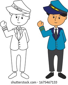 Trabajo/ocupación de dibujo del vector de dibujos recortados del piloto 