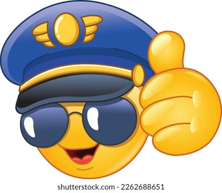 Pilot emoji emoticon showing thumb up, like gesture