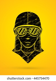 Pilot face designed using grunge brush graphic vector