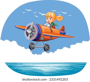 Plano piloto de vuelo sobre la ilustración marítima