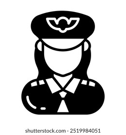 Pilot Glyph Icon, Vector illustration
