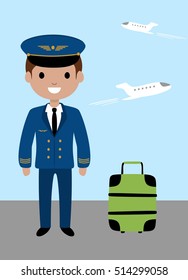 Pilot with a green suitcase