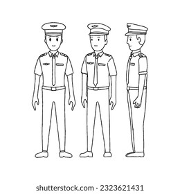 pilot hand drawn doodle illustrations vector set