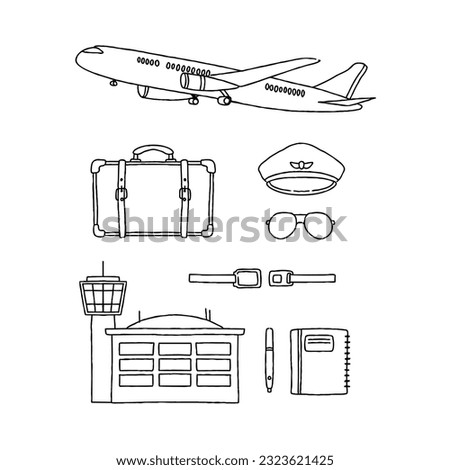 pilot hand drawn doodle illustrations vector set