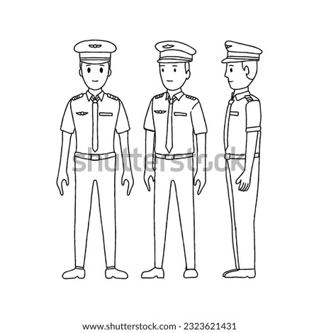 pilot hand drawn doodle illustrations vector set