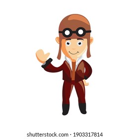 pilot Hand Welcome character illustration use helmet headphones and glasses