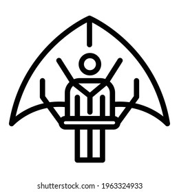 Pilot hang glider icon. Outline Pilot hang glider vector icon for web design isolated on white background