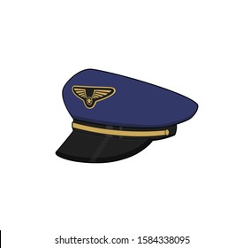 Pilot hat. Air forces captain cap. Aircraft crew uniform. Vector illustration.